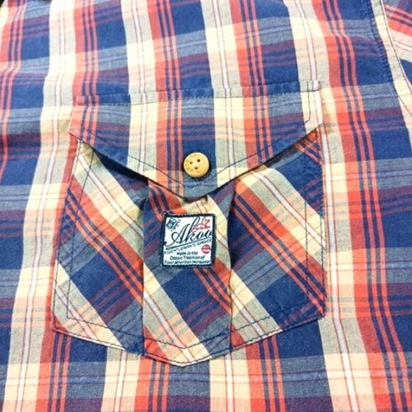 Akoo Brand Men's Short-Sleeved Button-Down Shirt Plaid Pattern XL Streetwear.... - Picture 10 of 14